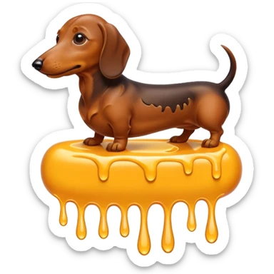 A Dachshund inside the glue sticker