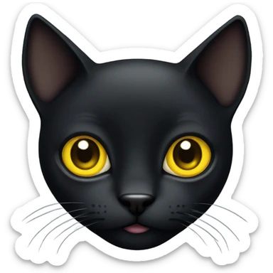 Black slim cat with big yellow eyes and big pupils sticker