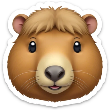 Cinematic Cute Capybara Portrait Emoji, Head tilted playfully and inquisitively, with a delightfully fluffy, rounded form and a characteristically large, flat capybara head featuring a short snout and small ears, accentuated by soft, inviting fur and round, sparkling eyes full of charm, Simplified yet irresistibly adorable features, highly detailed, glowing with a warm, friendly glow, high shine, affectionate and lively, stylized with a touch of whimsical cuteness, soft glowing outline, capturing the essence of a mischievous yet loving capybara that feels like it could tumble out of the screen into your arms! sticker