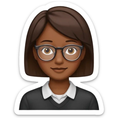 A person emoji with glasses and small smile with short brown hair🤓🙁🧑🏽 sticker