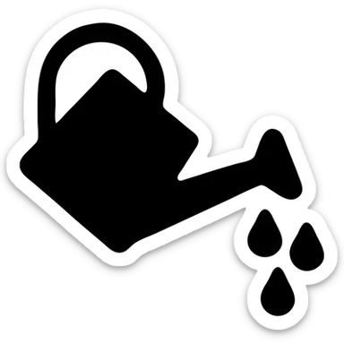 a watering can tipped with water dripping out, minimal flat icon style sticker
