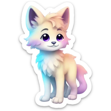 Adorable innocent cute gradient-Sparkle-nebula-fursona furry, full body sticker