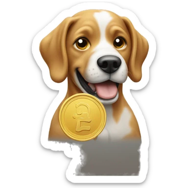 a dog holding solana coin sticker