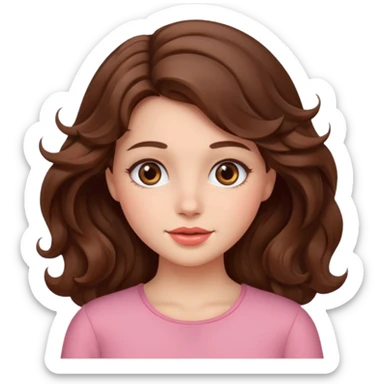 a beautiful girl with wavy volumes brown hair sticker