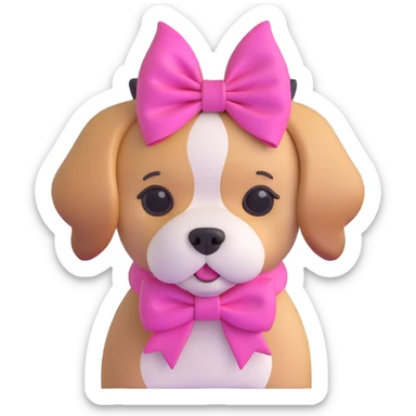 preppy dog with a pink head piece bow sticker