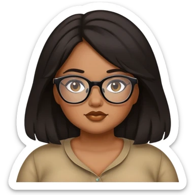 pretty baddie, country, bigger girl with glasses with brown black hair sticker
