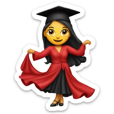 One Flamenco dancer with a red dress and a graduation cap sticker
