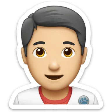 a asian vet with cat and dog upper body sticker