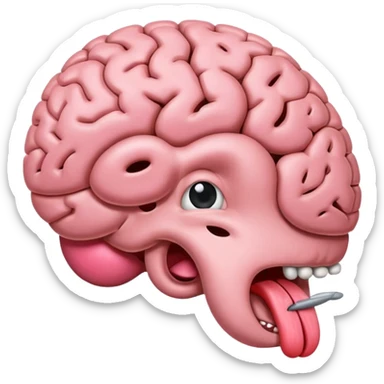 Tongue sticking out of brain with extra grey matter and sopping sticker