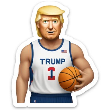 Trump playing basketball sticker