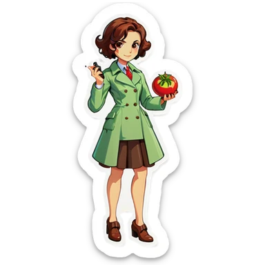 Lady detective tomato  sticker