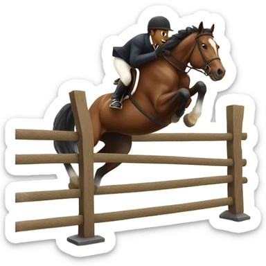 Horse jumping over a fence  sticker