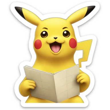 Pikachu jouant au carte sticker