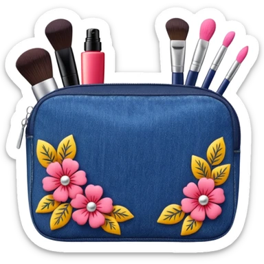 Make up kit mac denim floral design sticker