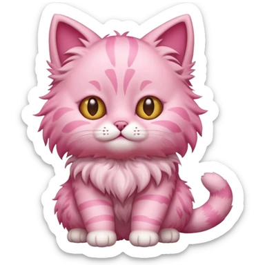 cute pink cat, full body. diferent body shape. sticker