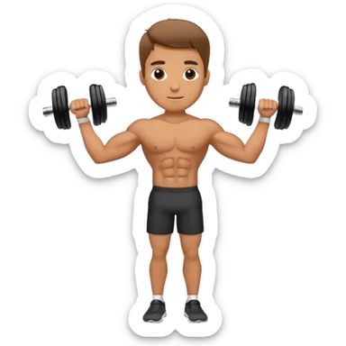 man holding dumbbells by his body side sticker