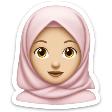 White girl wearing hijab and soft pink bow sticker