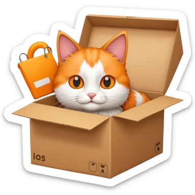 cat inside of box sticker