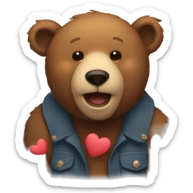 bear with hearts around jt sticker