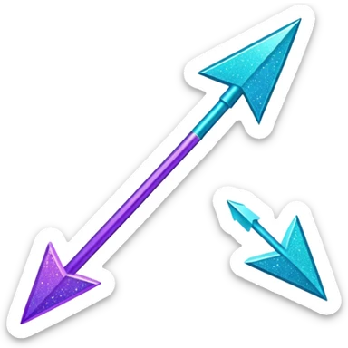 flecha para esquerda glitter roxo e ciano sticker