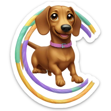 wiener dog in hoola hoop sticker
