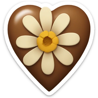 brown atomic heart whith beige flower sticker