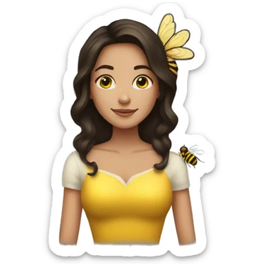 Brunette girl, queen of bees sticker