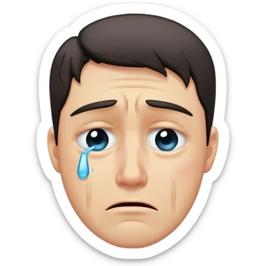 A man with tears streaming down his face, crying with sadness sticker