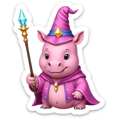 A lovely pink rhinosuor wizard sticker