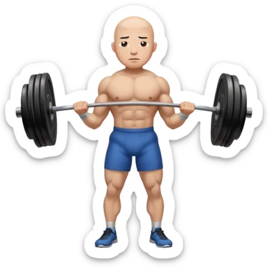 bald asian man deadlifting sticker