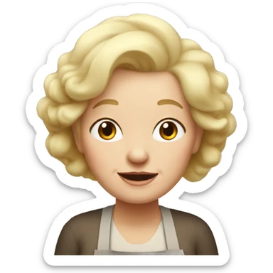 grandma with very sort blonde hair cooking with no glasses sticker