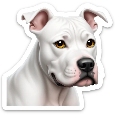 perro pitbull blanco con manchitas negras en sus orejas sticker