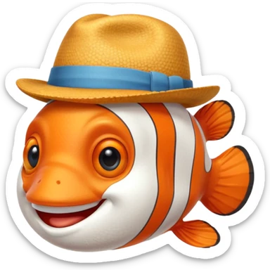 Clownfish with a fedora, smiling sticker