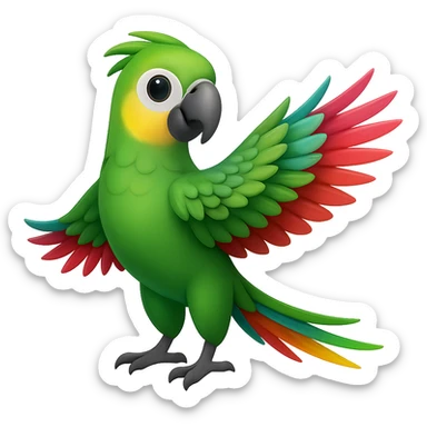 Make the parrot green in the style of apple emoji, no background. sticker