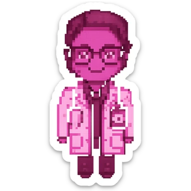 An eye doctor emoji in pixel-art style with a magenta color sticker