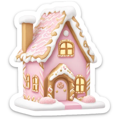 light pink and gold and white gingerbread house sticker