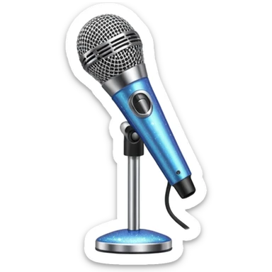 microphone on a stand with sparkles sticker