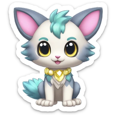 Cute Kawaii Chibi Anthro Fur-Sona Pretty Shiny Colorful Sparkly Fakemon Full Body sticker
