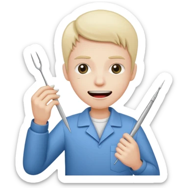 Tooth extracted holded by tweezer out of pocket  sticker