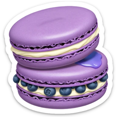 A macaron with purple cream and blueberries opened sticker