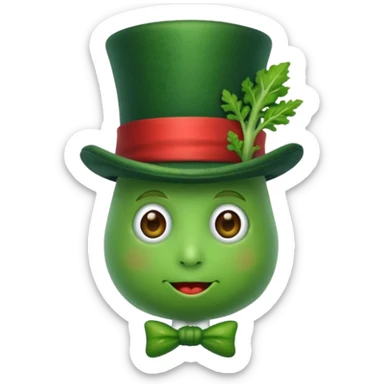green vegetable with a top hat sticker