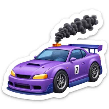 Purple and navy blue car doing a drift. sticker