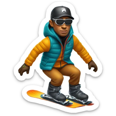 Tiger woods riding a snowboard  sticker