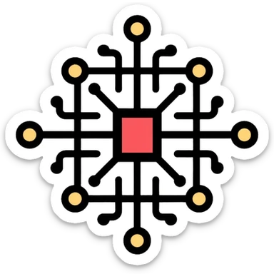 Artificial intelligence microchip with neural network connections sticker