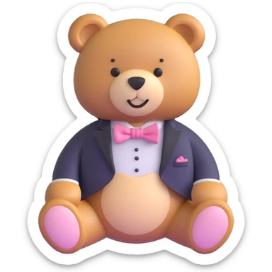 teddy bear with light pink bow tie sticker