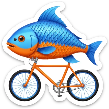 fish riding on the bike sticker