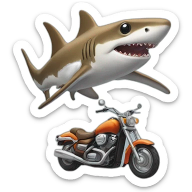Hammerhead shark riding a motorcycle sticker