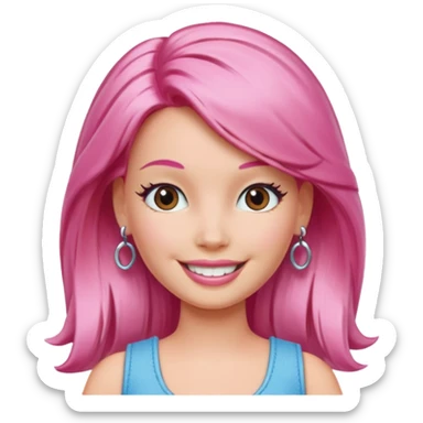 Barbie with pink hair sticker