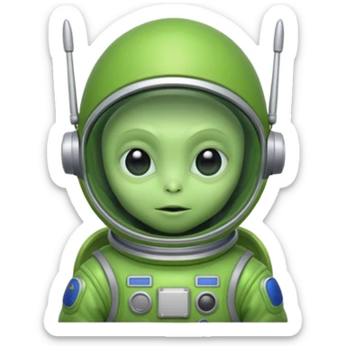 Alien Explorer – small green alien with antenna and space suit. sticker