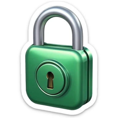 small green lock, shiny and metallic sticker